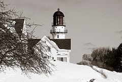 Cape Elizabeth Front (East) Lighthouse in Winter - Sepia Tone 2